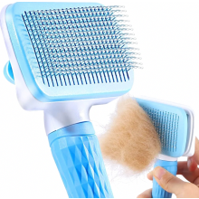 Pet Grooming Brush for Dogs and Cats, Long and Short Hair Deshedding Comb with One Button Cleaning, Blue