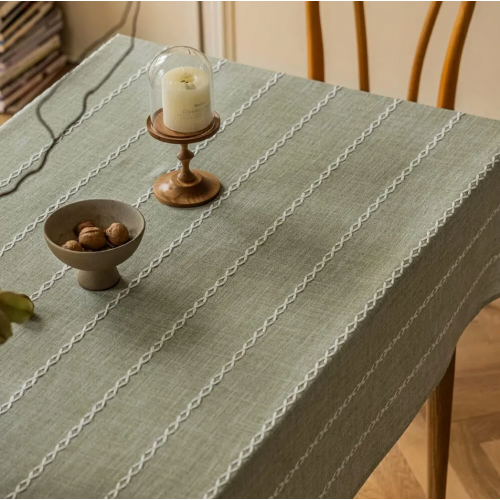 Sage Green Linen Cotton Tablecloth for Rectangular Tables, Washable Soft Boho Kitchen Table Cover, 135.6 x 177.8 cm 1