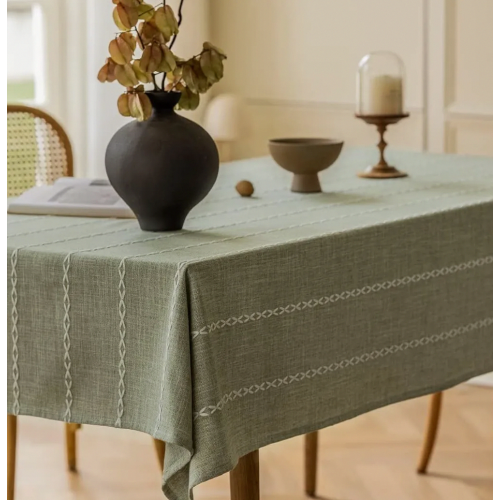Sage Green Linen Cotton Tablecloth for Rectangular Tables, Washable Soft Boho Kitchen Table Cover, 135.6 x 177.8 cm 2