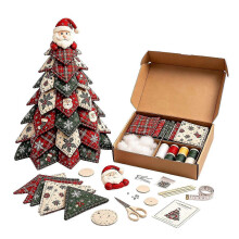 (B) Unfinished Quilted Christmas Tree DIY Kit, Hand‑Made Fabric Holiday Table Ornament
