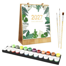 (B) 2027 Paint by Number Desk Calendar Kit, DIY Number Painting Table Calendar, Art Craft Decor for Home Desktop, Unique New Year Gift for Adults