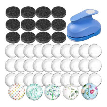 Fridge Glass Magnet Craft Set Includes Craft 1Inch Paper Punch Round Ferrite Ceramic Magnets for DIY Fridge Magnet Craft