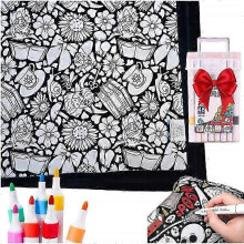 (Highland Cattle) DIY Coloring Blanket with Markers for Halloween Decorations New Arrival S04