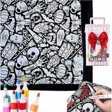 (Halloween) DIY Coloring Blanket with Markers for Halloween Decorations New Arrival S04