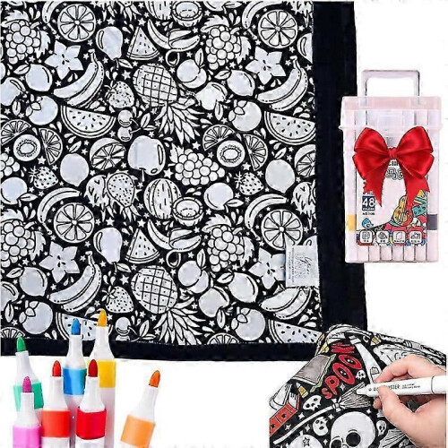 (fruit) DIY Coloring Blanket with Markers for Halloween Decorations New Arrival S04