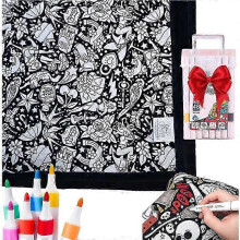 (flower) DIY Coloring Blanket with Markers for Halloween Decorations New Arrival S04