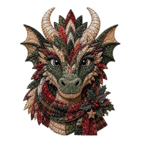 (E) Dragon Patchwork DIY Sewing Craft Kit Fabric Handmade Set For Adults Home Decor