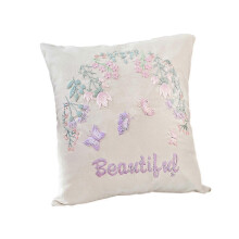(44cm x 44cm, D) DIY Handmade Embroidery Pillow Kits for Adults Unfinished Cushion Cover with Pattern Needlework Home Decor Birthday Gift