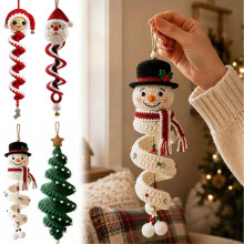 (C) DIY Crochet Christams Spiral Ornament Kit, 3D Holiday Hanging Decoration Knitting Craft Set for Adults Beginners, Xmas Gifts