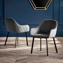 Set of 2 Lima Grey Velvet Dining Chairs