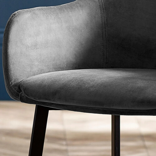 Set of 2 Lima Grey Velvet Dining Chairs 1