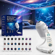 Päivitetty Plug and Play HD -tähtiprojektori 24 elokuvalla, 2-in-1 Galaxy Star -näyttö