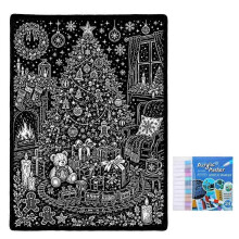 (150*130cm, Christmas Tree) Christmas Coloring Blanket - DIY Holiday Craft Throw for Creative Family Fun