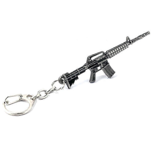 4 Pack Mini Gun Keychains for Men, Silver Metal Pistol Key Ring Pendants (4 Assorted Designs and Sizes) 2