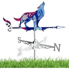 (B: Wolf) Garden Outdoor Decorative Weather Vane Wolf Rooster Pattern for Roof Yard Barn Direction Indicator