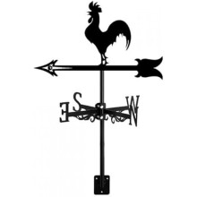 (Hahn) Rooster Weather Vane for Garden Roof Mount Iron Wind Direction Indicator 13x22 Inch Decorative Wind Vane Yard Farmhouse