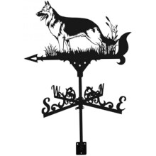 (Schäferhund) Rooster Weather Vane for Garden Roof Mount Iron Wind Direction Indicator 13x22 Inch Decorative Wind Vane Yard Farmhouse