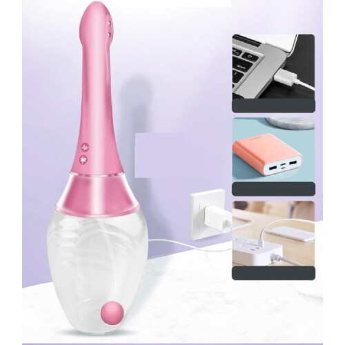 Anal Vibration Irrigator Electric,Large Capacity,Vestibular Enema (Pink) 2