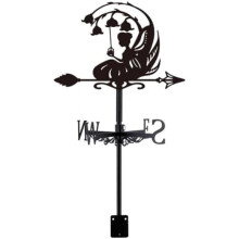 (Maiglöckchen und Fee) SUPERDANT Metal Rooster Weather Vane with Birds and Flower Pot, Decorative Wind Direction Sign for Farmhouse Garden Yard Roof