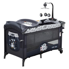 Lit de chevet pliable 5 en 1 pour bébé, berceau avec matelas et table à langer, Noir