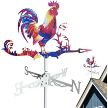 (A: Huhn) Wolf Weather Vane Outdoor Metal Wind Vane for Farmhouse Garden Yard Patio Roof Decor Black