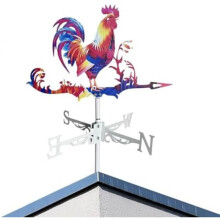 (A: Huhn) Garden Weather Vane Wolf Rooster Wind Direction Indicator for Outdoor Yard Patio Lawn Roof Decor
