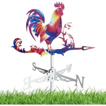 (A: Huhn) Weather Vane for Garden Rooster Wolf Weathercock | Wind Vane for Patio Home Farm Backyard Yard Lawn Shed - Metal Decor