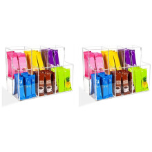 2X Organisateur Ă 2 Niveaux Organisateur de Sachets de Boissons en Acrylique pour ArĂ´mes et Hydratation en Poudre, Rangement pour Placard de Cuisine