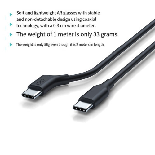 2X Type-C Flexible Cable for AR Glasses, USB3.2 Full-Function Supports 4K 60Hz,2m,for Xreal//RayNeo  AR 2