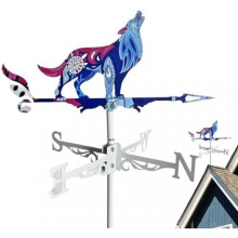 (B: Wolf) Wetterfahne Roof Garden Weather Vane Rooster Wolf Outdoor Yard Lawn Decor