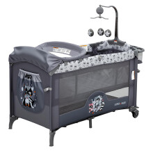 Lit de chevet pliable 5 en 1 pour bébé, Gris, avec couffin, changeur de couches et matelas