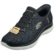 (4) Skechers Slip-ins Summits Vegan Womens Trainers in Black Gold