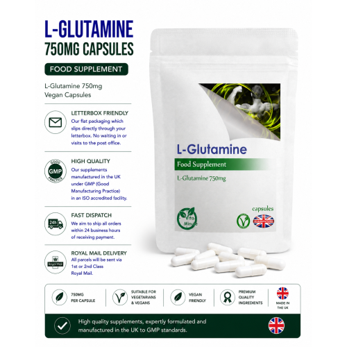 VitaMinute L-Glutamine 750mg Capsules | 100 Capsules 2