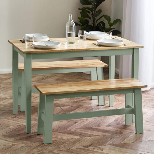 Linwood Sage Green and Natural 95cm Dining Bench