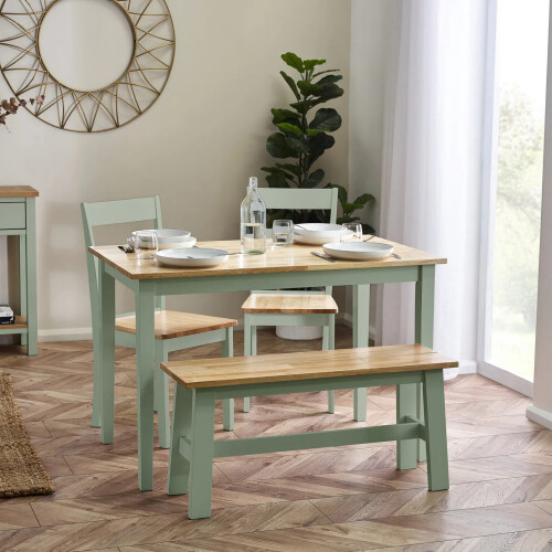 Linwood Sage Green and Natural 95cm Dining Bench 2