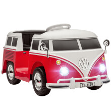AIYAPLAY Voiture électrique enfant Volkswagen T1, 12V, 2 moteurs, rouge, métal et PP, 89x49x41,5 cm