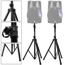 2x Vonyx Black Adjustable Robust Speaker Stands PA Monitor Pole Mount SSC2559