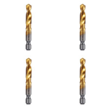 4pièces M8x1,25 Tige Hexagonale Plaqué Titane Filetage HSS Forets à Taraud Métrique Machine à Visser Robinet Composé Outil de Chanfrein Ouvert