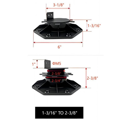 48 Pcs Joist Support Pedestals, Adjustable Decking & Flooring Support Pedestal for Deck, Timber Base 2