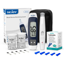Sejoy Kit de test de glycémie, glucomètre avec 50 bandelettes et 50 lancettes, appareil de mesure du sucre sanguin
