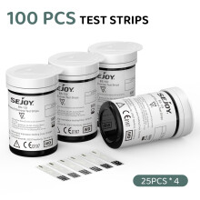 Sejoy Kit de Test de Glycémie, Lecteur de Sucre dans le Sang avec 100 Bandelettes de Test