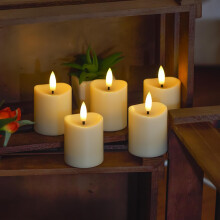 Velas LED, Velas Parpadeantes Sin Llama, Velas Recargables, Velas de Cera Real con Control Remoto, Color Lechoso