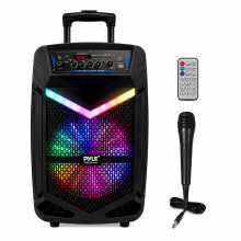 Pyle, Portable PA Speaker, Bluetooth- Loudspeakers, 600W Rechargeable w/ 10” Subwoofer 1” Tweeter, Pa System w/Wireless Microphone, Dj Speakers