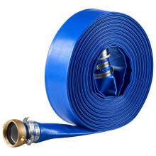 Tuyau Plat en PVC 2" x 30,48 m-Duoku-pour Drainage et Transfert d'Eau, Adapté aux Pompes de Piscine, avec Raccords à Ergots, Bleu