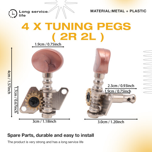 2R2L Metall Ukulele LåSning String Tuner Gitarr Tuning Peg Maskinhuvud med Bruna  Pigs för Ukulele Gitarr Part 2