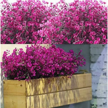 12 ramos de arbustos artificiais para exterior, flores artificiais resistentes aos raios UV para jardim, casa e arranjos florais, fúcsia.