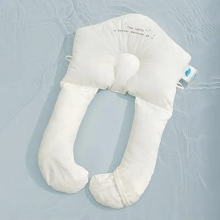Travesseiro em formato de U para dormir de lado, almofada respirável de suporte para todo o corpo com capa removível e lavável, branca, 72 x
