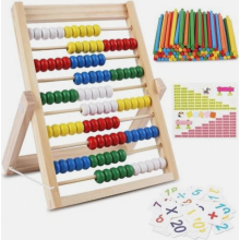 Drevené počítadlo pre deti od 3 rokov, rám na počítanie so 100 korálkami a kartičkami s abecedou, matematická hračka