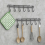 2 Pack No Drill Kitchen Utensil Hanging Rail, Black Organizer Rack with 6 Hooks for Kitchen or Bathroom 2