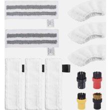 Kit d'accessoires de 12 pièces pour nettoyeurs vapeur Kärcher Easyfix SC2, SC3, SC4 et SC5 : chiffons en microfibre, brosse pour sols, bros